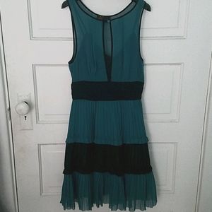 Teal and black silk dress